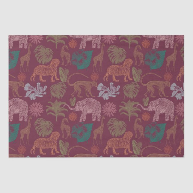 Papel De Seda Vintage Jungle Safari Rosa (Frente )