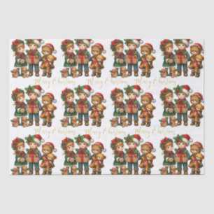 Papel De Seda Vintage Kids presentes no Natal Feliz Natal