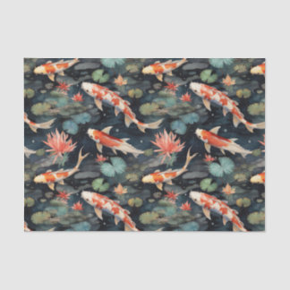 Papel De Seda Vintage Koi Fish Floral Pond Decoupage