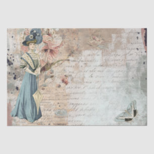 Papel De Seda Vintage Lady Shabby - Artesanato de Borboleta com