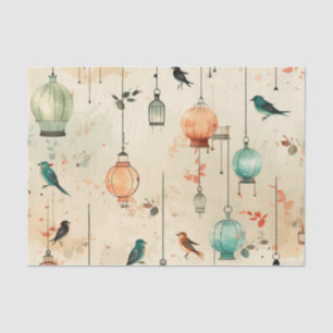 Papel De Seda Vintage Lantern Style Birdcages Decoupage