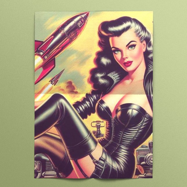 Papel De Seda Vintage Leather Girl Sci-Fi (Criador carregado)