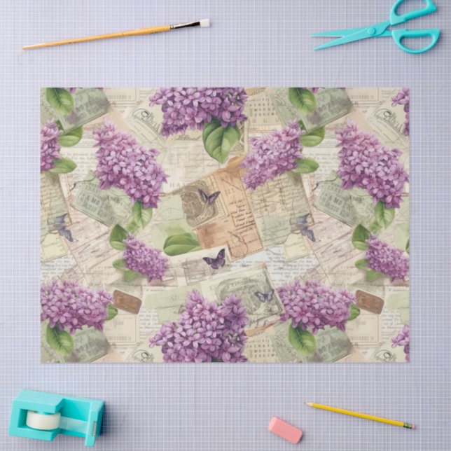 Papel De Seda Vintage Lilac Pattern (Arte )