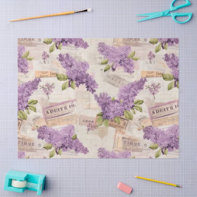Papel De Seda Vintage Lilac Pattern (Arte )