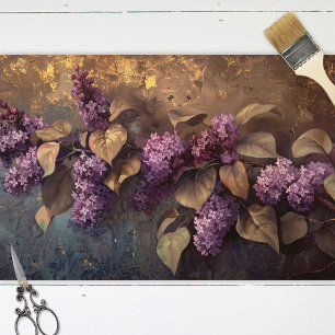 Papel De Seda Vintage Lilacs Púrpura Dourada Pintura de Pintura 