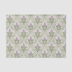 Papel De Seda Vintage Lilás Floral Botânico Creme Damasco Simétr