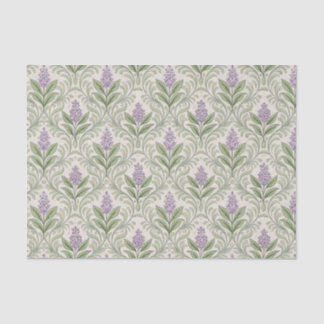 Papel De Seda Vintage Lilás Floral Botânico Creme Damasco Simétr
