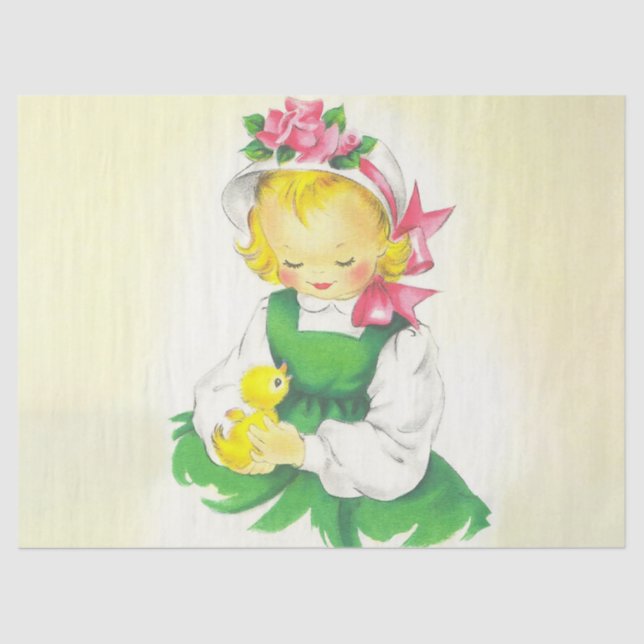Papel De Seda Vintage Little Girl Retro Cuide (Frente )