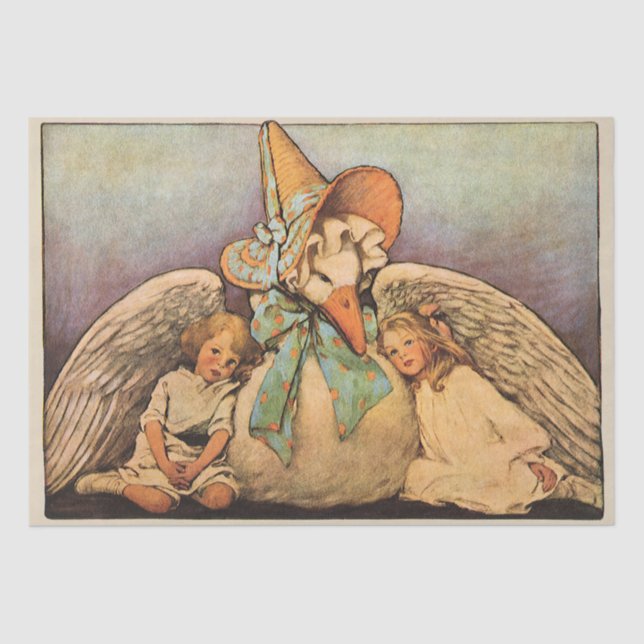 Papel De Seda Vintage Mãe Goose Filhos Jessie Willcox Smith (Frente )