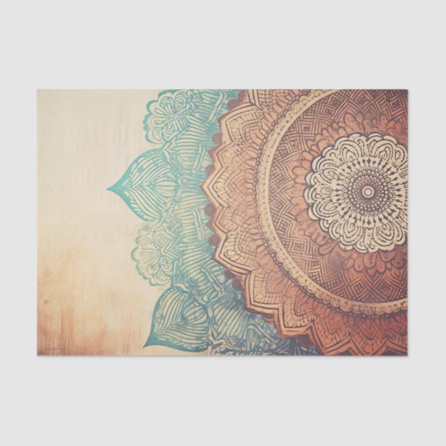 Papel De Seda Vintage Mandala - Página de Tecidos (Frente )
