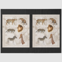 Papel De Seda Vintage Map Lion Leopard Giraffe Africa Decoupage