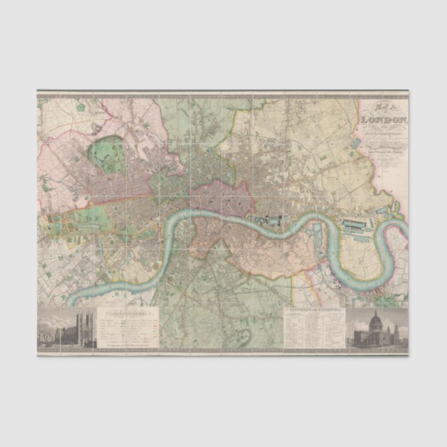 Papel De Seda Vintage Map of London (Frente )