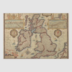 Papel De Seda Vintage Map of the British Isles, Artesanato de De