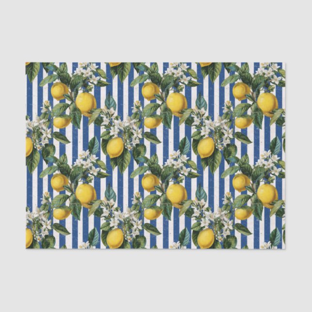 Papel De Seda Vintage Mediterranean Lemons Decoupage (Frente )