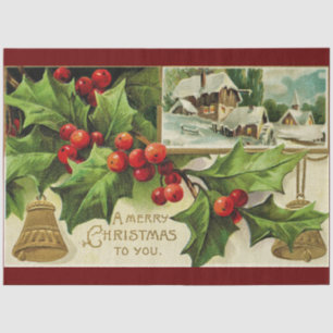 Papel De Seda Vintage Mistletoe Snow Christmas