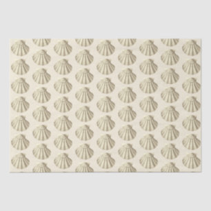 Papel De Seda Vintage Modern Beige Brown concha em Creme
