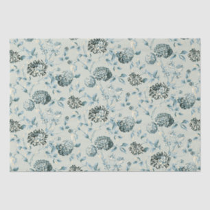 Papel De Seda Vintage moderno Toile floral do Tansy azul
