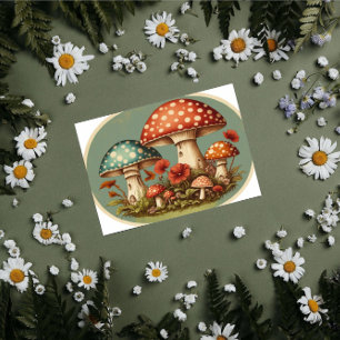 Papel De Seda Vintage Mushroom Decoupage Oval