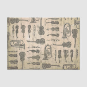 Papel De Seda Vintage Music Note Padrão Violin Tuba