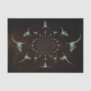 Papel De Seda Vintage Ocidental Dark Brown Teal Texture Bull Cr