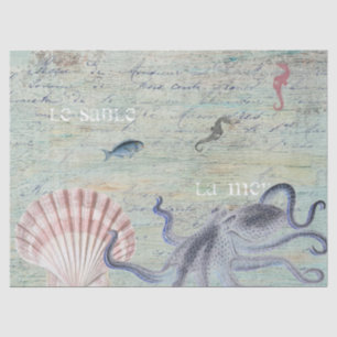Papel De Seda Vintage Octopus - Símbolo Francês de Colagem do 