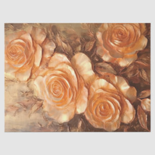 Papel De Seda Vintage orange vibrante rosas franceses castanho-c