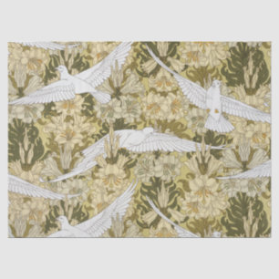 Papel De Seda Vintage padrão floral Dove & Lily em verde sálvia