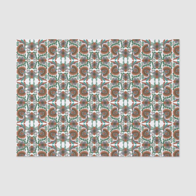 Papel De Seda Vintage Padrão foliar estoniano (Frente )