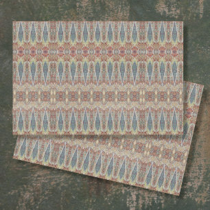 Papel De Seda Vintage Paisley Patterley Blue Red Cinza Decoupage