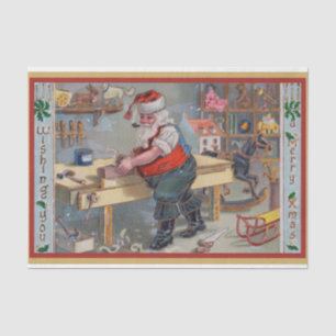 Papel De Seda Vintage Papai Noel em sua mesa de trabalho