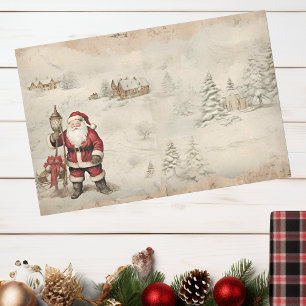 Papel De Seda Vintage Papais noeis Natal Desumanagem de inverno