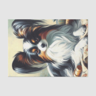 Papel De Seda Vintage Papillon Dog Painting