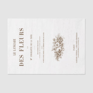 Papel De Seda Vintage Paris 1839 Língua do Tecido Flor