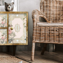 Papel De Seda Vintage Paris Rosa Dourada Floral Chinês Decoupage