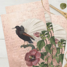 Vintage Pássaro Tropical Floral