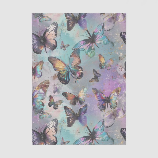 Papel De Seda Vintage Pastel Grunge Butterfly Decoupage (Frente )