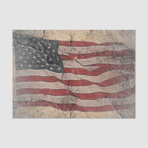 Papel De Seda Vintage Patriotic USA Flag em Stone Wall