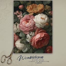 Papel De Seda Vintage Peony and Garden Rose Floral Decoupage