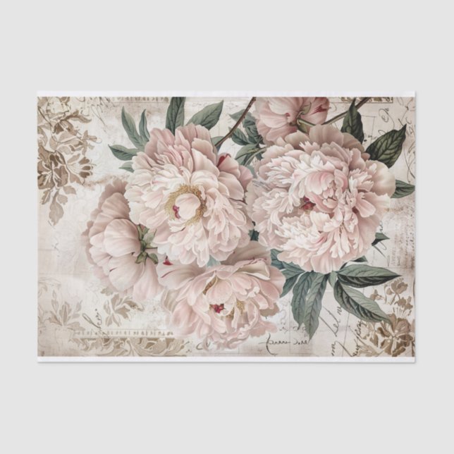 Papel De Seda Vintage Peony Shabby Wallpaper Decoupage (Frente )