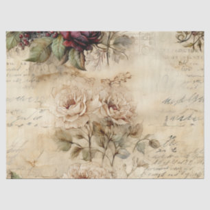 Papel De Seda Vintage - Pergaminho - Carta de Amor com Flores (7
