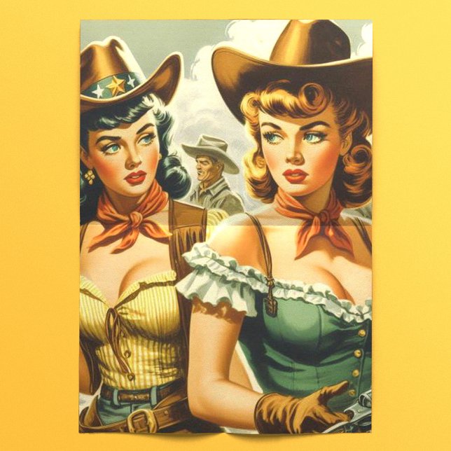 Papel De Seda Vintage Pin-up Cowboys (Criador carregado)