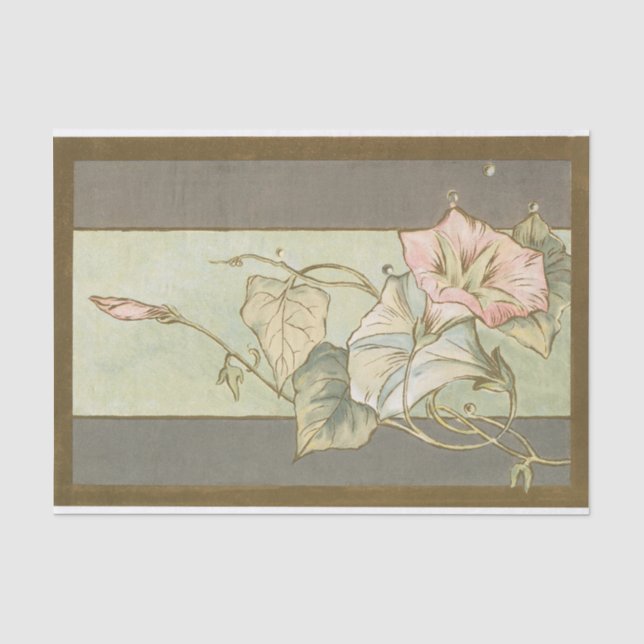 Papel De Seda Vintage Pink Morning Glória Dourada Dissociação de (Frente )