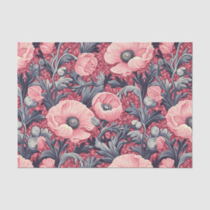 Papel De Seda Vintage Pink Poppies Floral