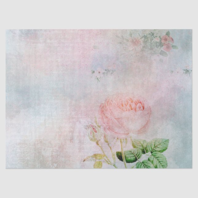 Papel De Seda Vintage Pink Rose Decoupage (Frente )