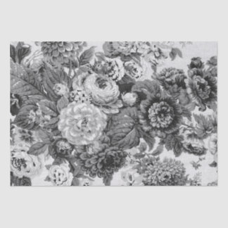 Papel De Seda Vintage preto & branco Toile floral No.3A