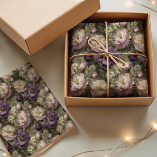 Papel De Seda Vintage Purple Floral Peony Pattern Soft Romantic