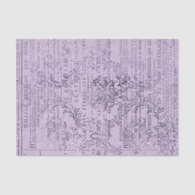 Papel De Seda Vintage Purple Newsprint (Frente )