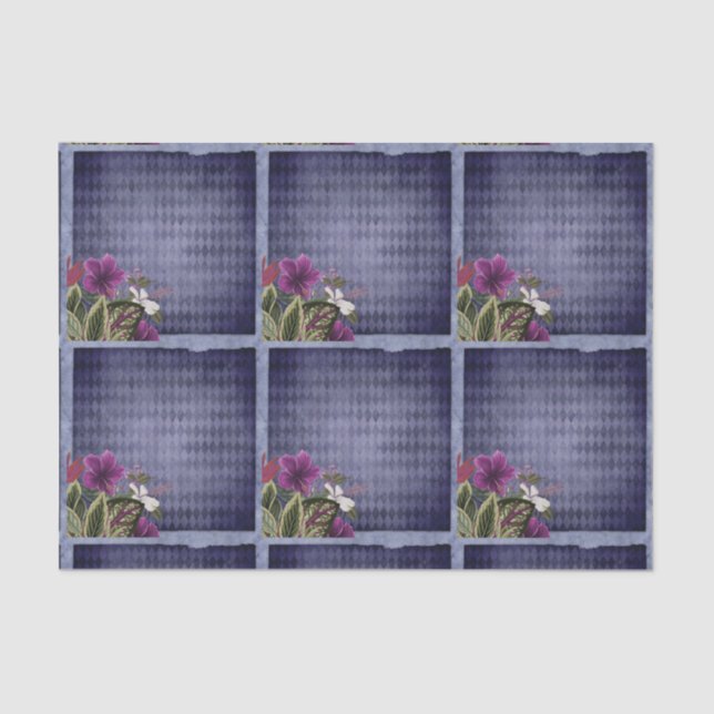 Papel De Seda Vintage Purple Tropical Floral (Frente )