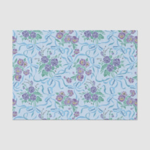 Papel De Seda Vintage Púrpura Fitas Fitas Azul Claro