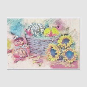 Papel De Seda Vintage Queda Bompkins cai em cores aquarela